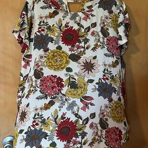 LOFT Red and Gold Boxy Blouse